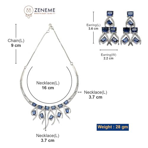 Rhodium-Plated American Diamond Studded Necklace Set
